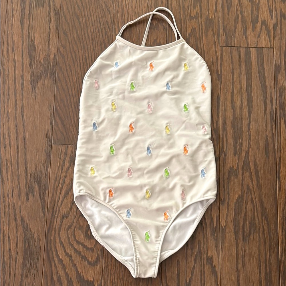 Girls Ralph Lauren Polo Pony Embroidered Swimsuit